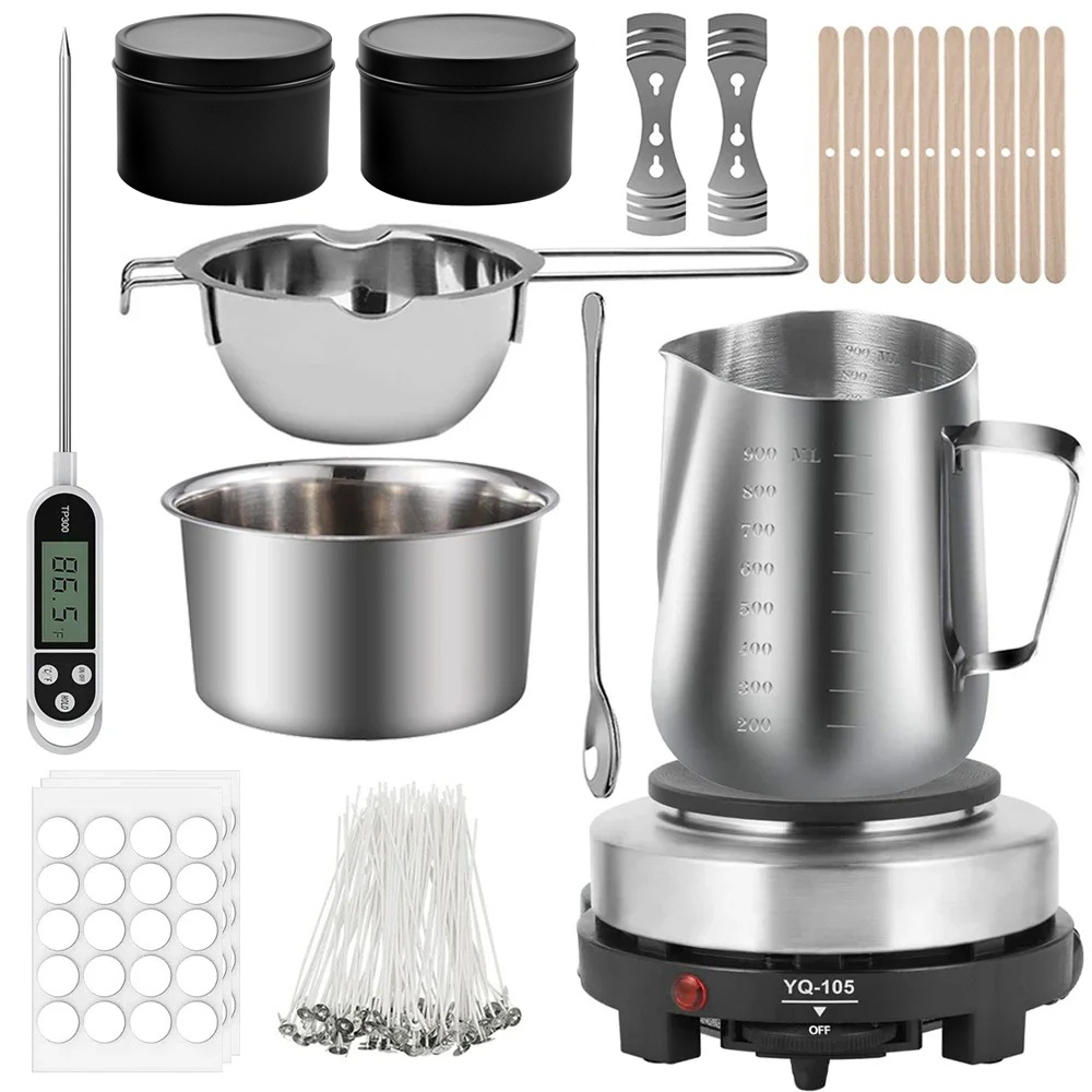 Wax Melting Pot - Glintmos DIY Kerzenherstellungsset mit Heizplatte, Kerzenherstellungszubehör